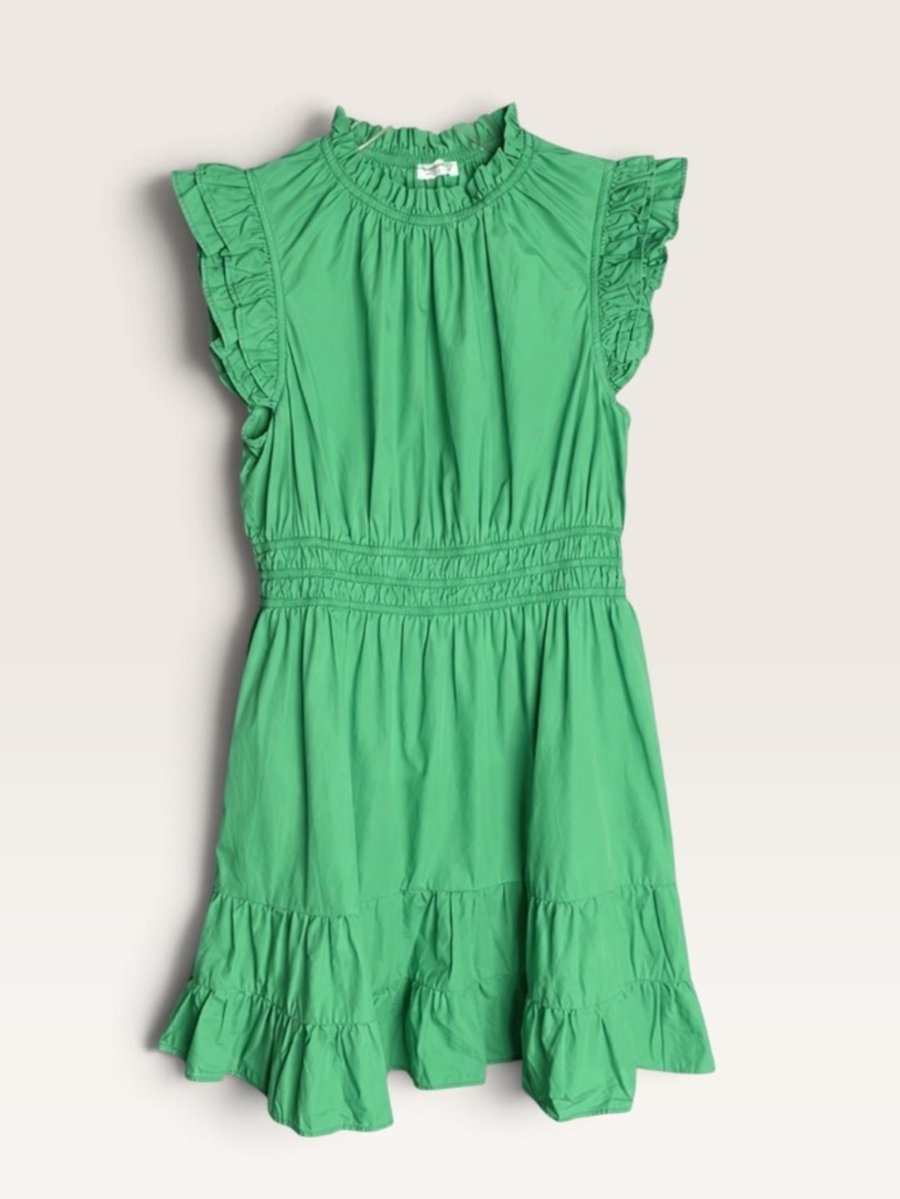 Carole Christian Green Ruffle Smocked Waist Mini Dress